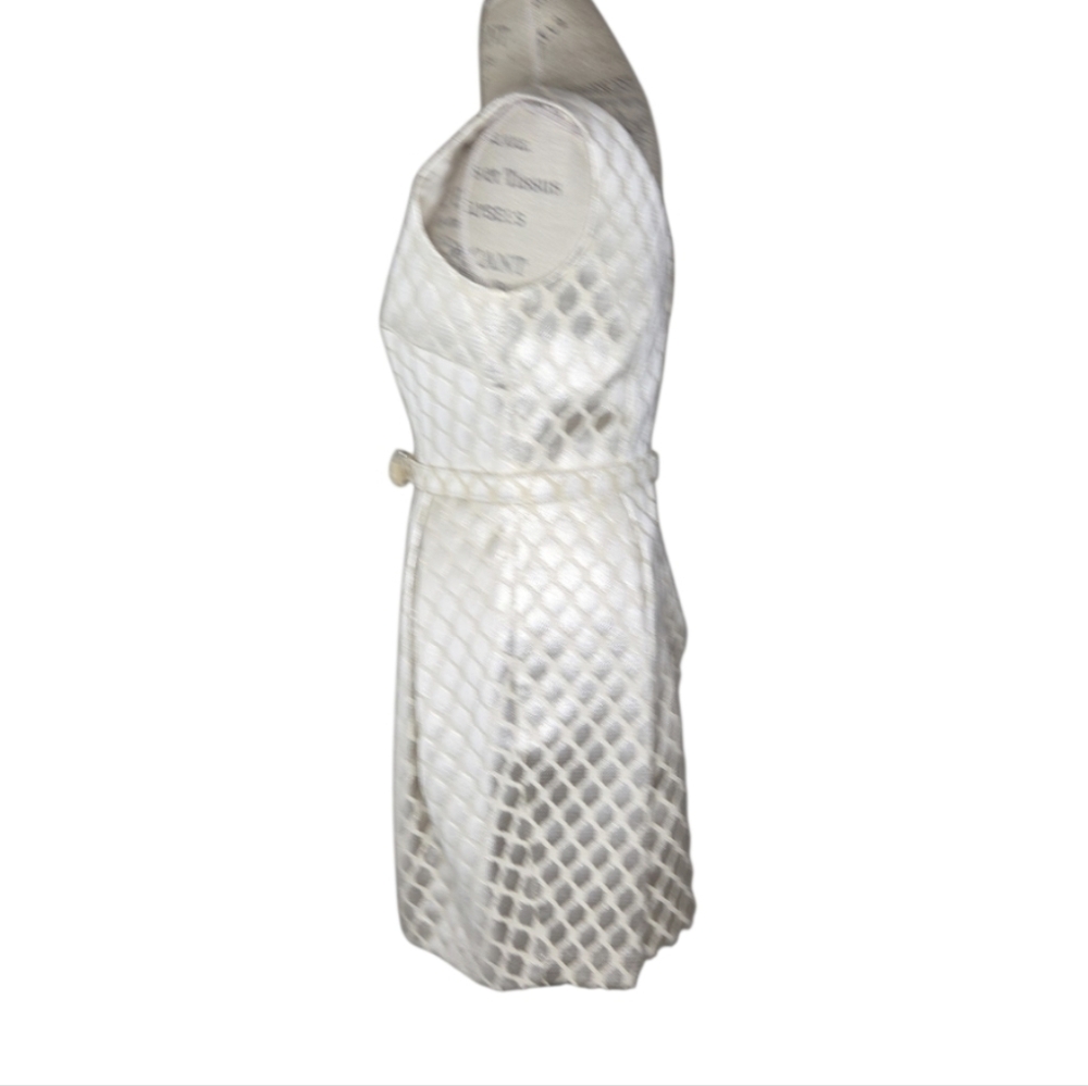 Eliza J Gold Metallic On Cream V Back Holiday Special Occasion Dress Size 8 - Picture 2 of 10
